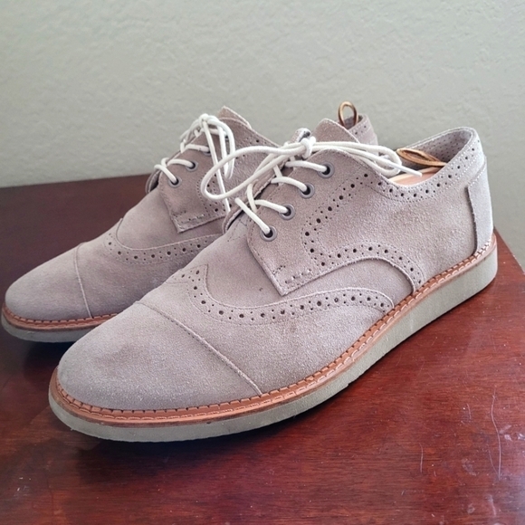Toms Other - TOMS Men's Desert Taupe Suede Lace-UP Brogue Shoes Size 13